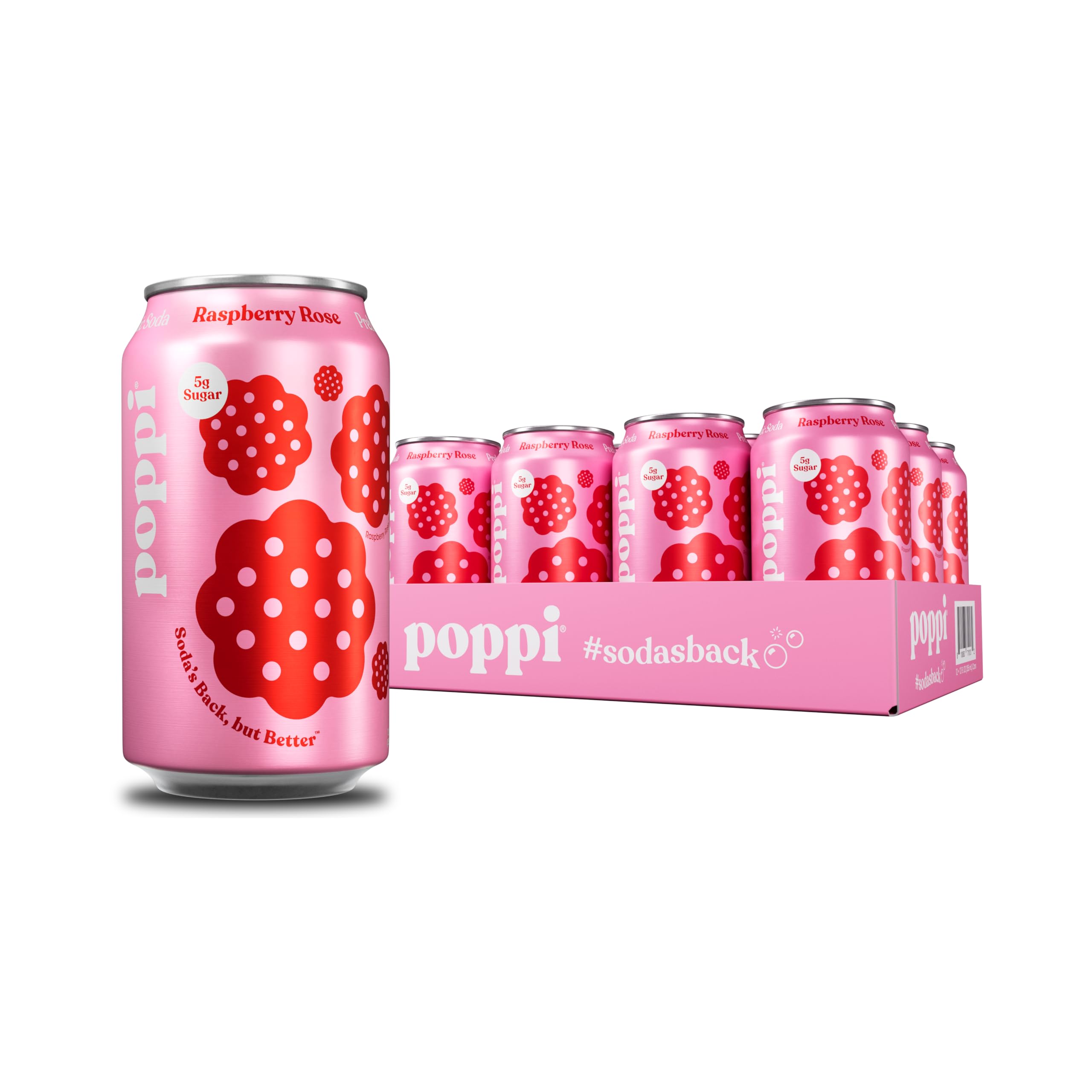 Poppi - Raspberry Rose Prebiotic Soda 355ml x 12 Pack