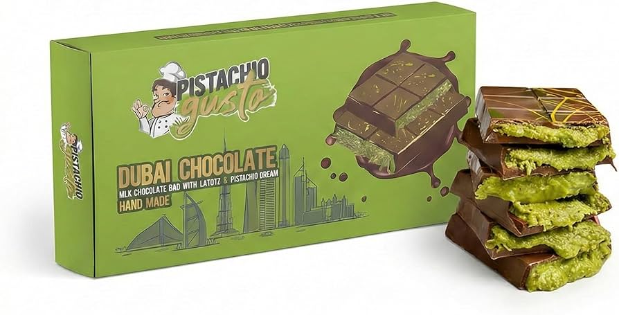 Gusto milk chocolate bar with katifi & pistachio 100g x 12 pack