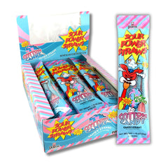 Sour Power Candy Straws - Cotton Candy 50g * 24 Pack
