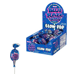 Charms Blow Pop Blue Razz Berry Bubble Gum Filled Lollipop 48 Pack