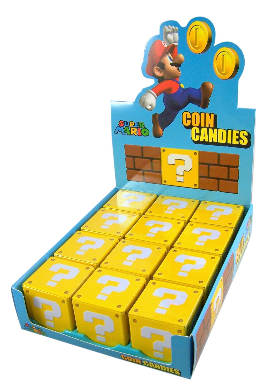 Nintendo Super Mario Question Mark Box Coin Candies Tin 34g * 12 Pack