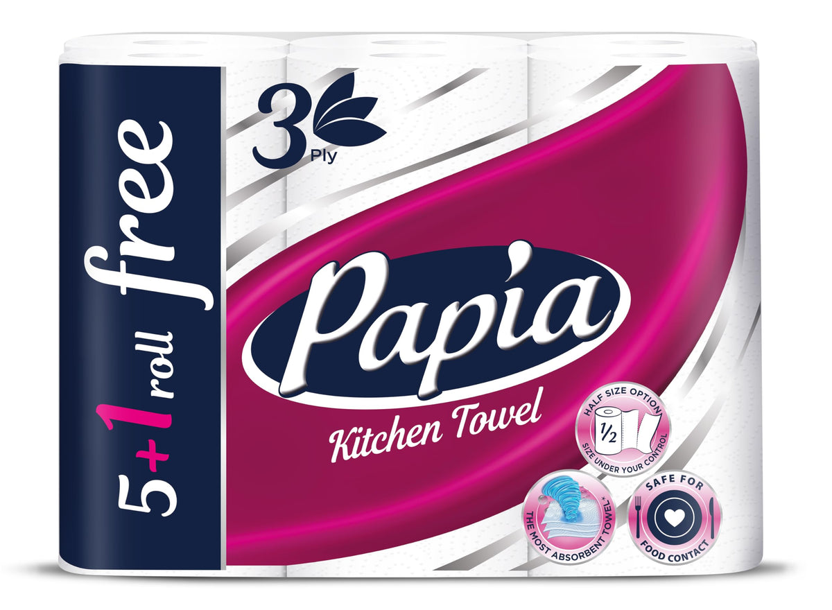 Papia 3ply Kitchen Towels 6pk