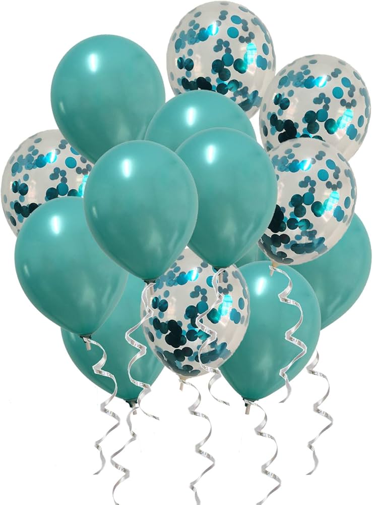 Unique Party Balloons Confetti Teal 6pcs