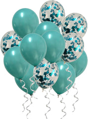 Unique Party Balloons Confetti Teal 6pcs