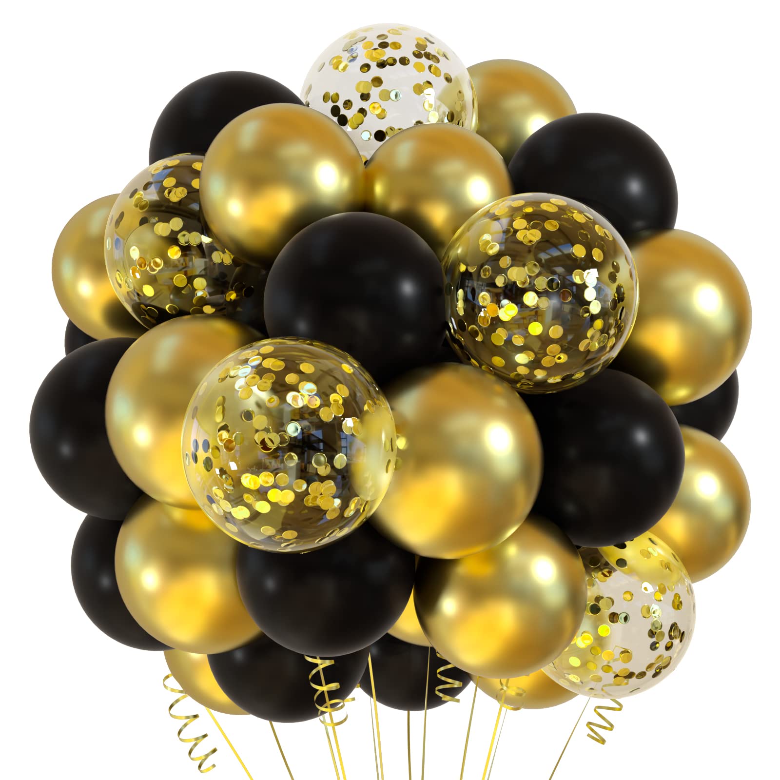 Unique Party Confetti Helium Balloons Gold x 12