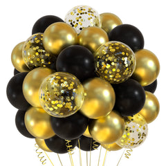 Unique Party Confetti Helium Balloons Gold x 12