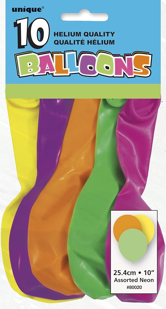 Unique Party Balloons Helium Multi Color x 10