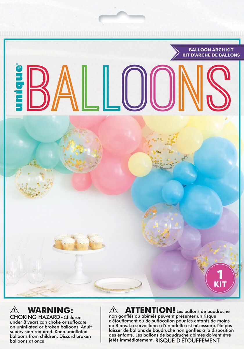 Pastel W/Confetti Bln Arch Kit 40Ct