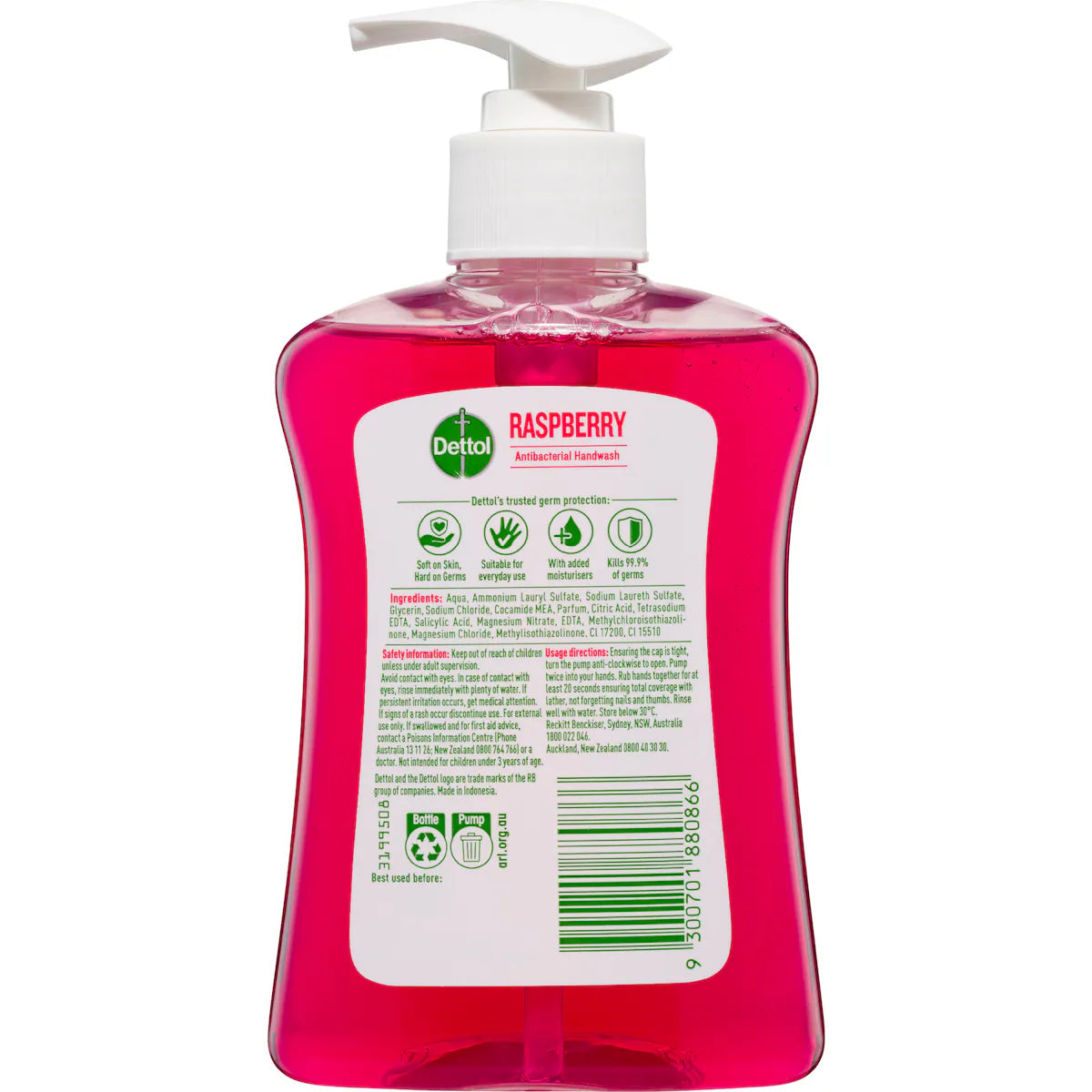 Dettol Liquid Hand Wash Raspberry and Pomegranate Pump Anti-Bacterial, 250ml