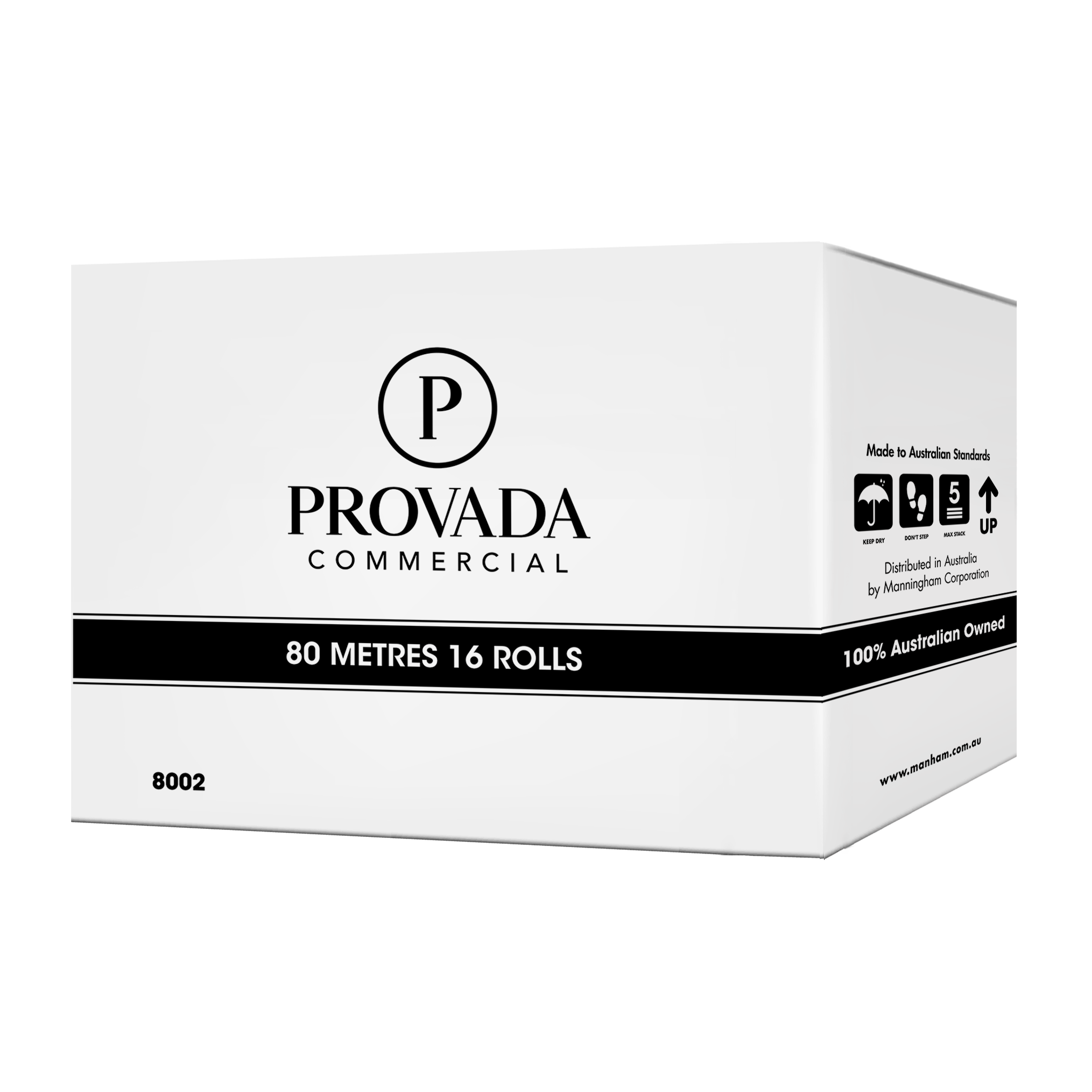 Provada- Comercial 1ply Recycled Compressed Roll Towel 16x80m