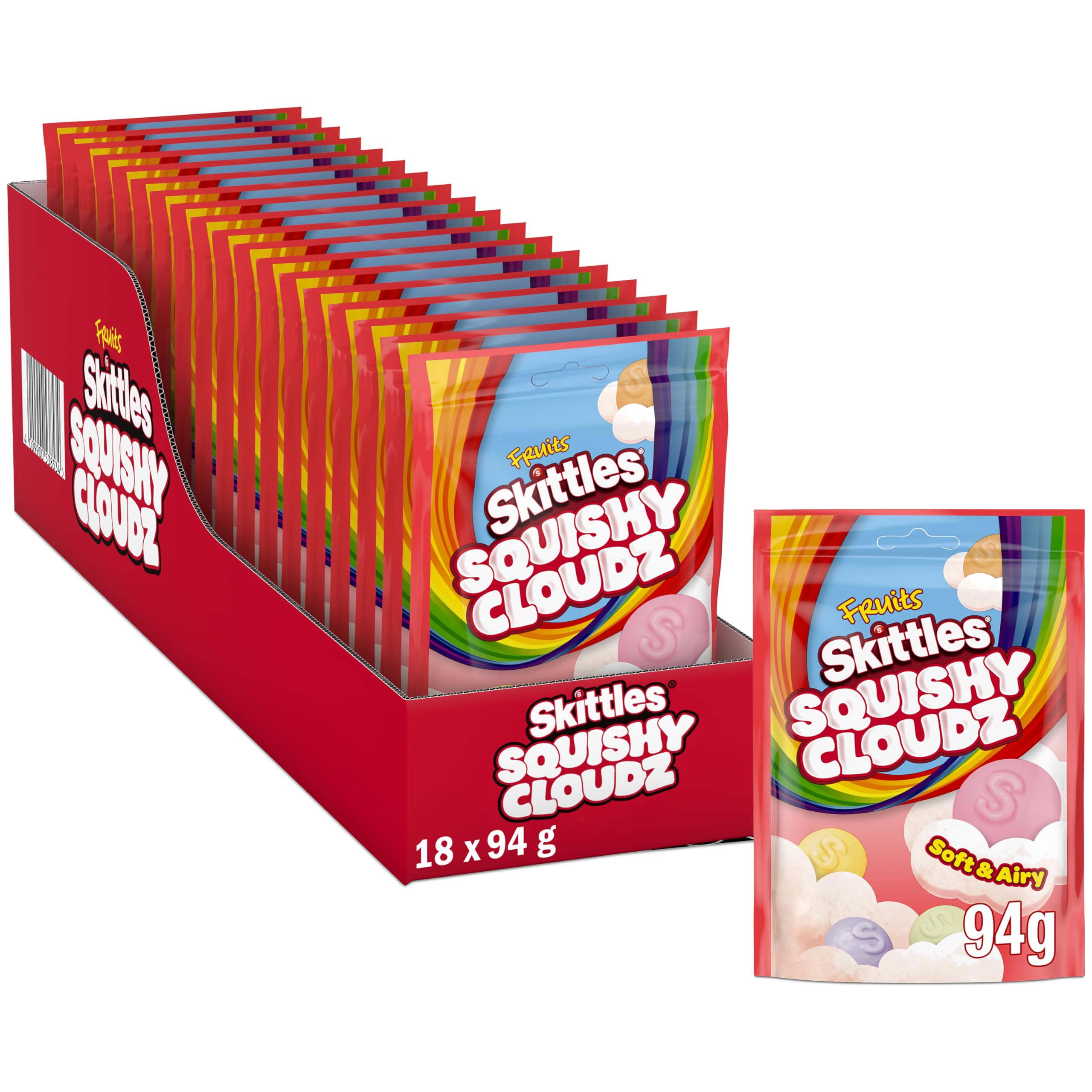 Skittles Fruits Squishy Cloudz Sour Pouch Bag 94g * 18 Pack