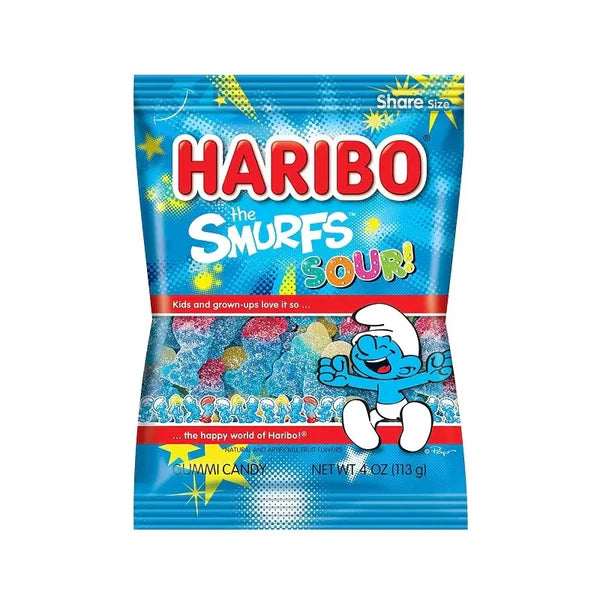 Haribo Sour Smurfs Bag 113g * 12 Pack