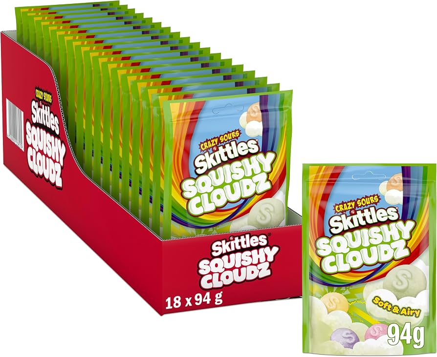 Skittles Fruits Squishy Cloudz Pouch Bag 94g * 18 Pack