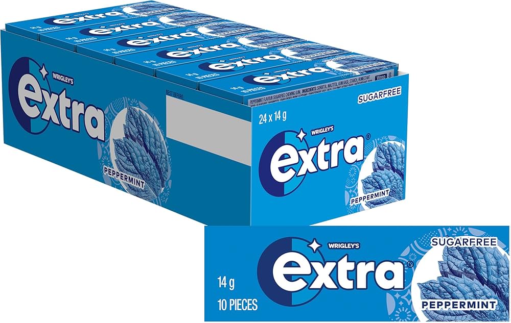 Wrigley's - Extra - Peppermint Chewing Gum 14g x 24 Pack