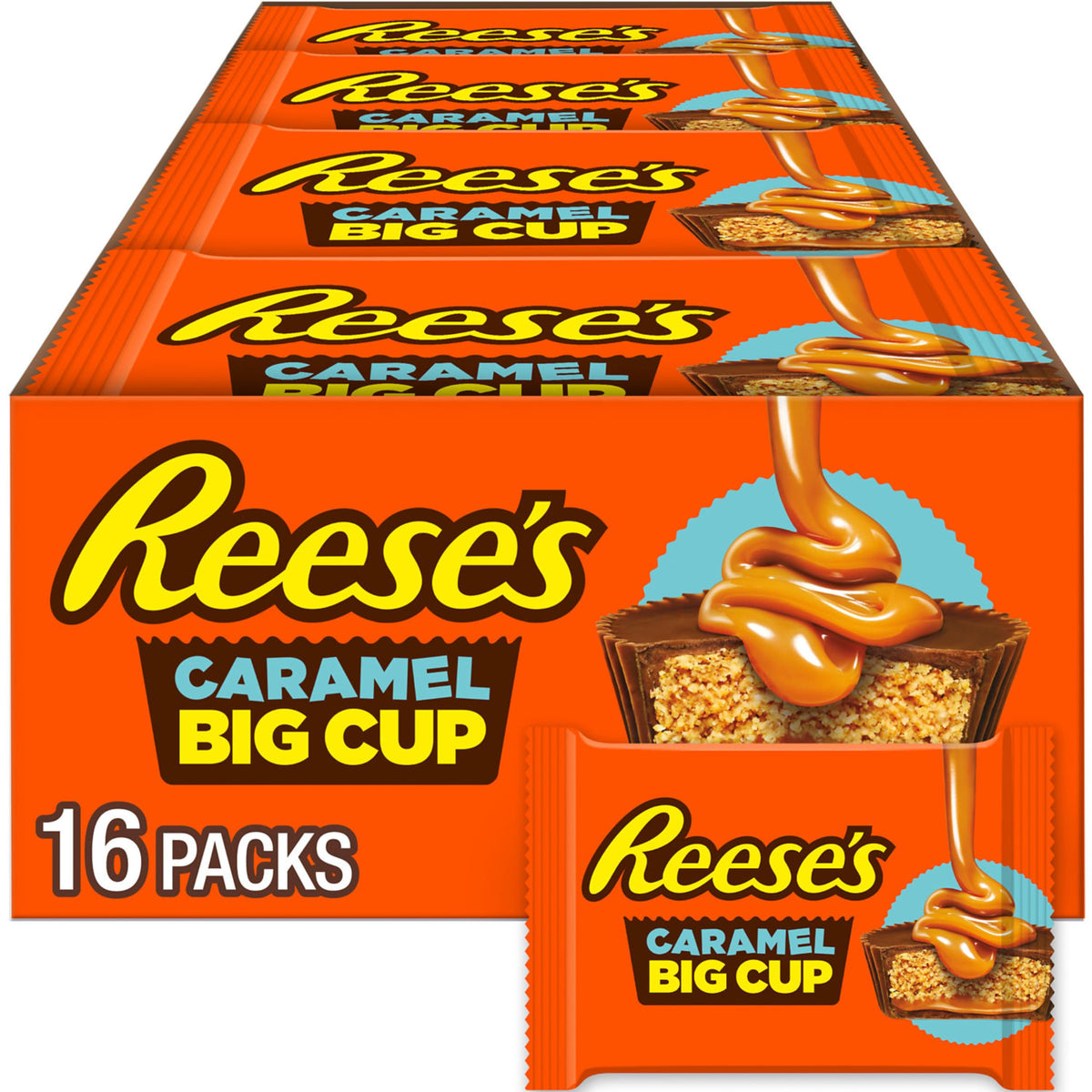 Reese Big Cup Caramel Chocolate Peanut Butter Cups 34g * 16 Pack