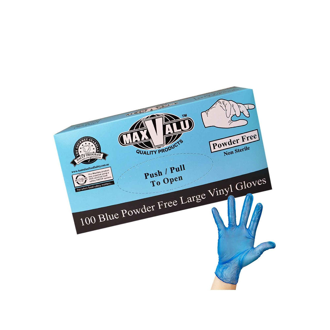Bundle MaxValu - Powder Free Blue Nitrile Examination Gloves Large 10x100pcs