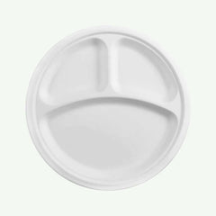 Future Friendly - Sugarcane 9" 3 Compartment Round Plate 50pc