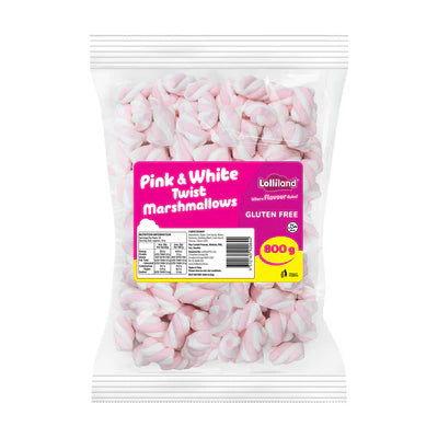 Pink & White Twist Marshmallows Bag 800g