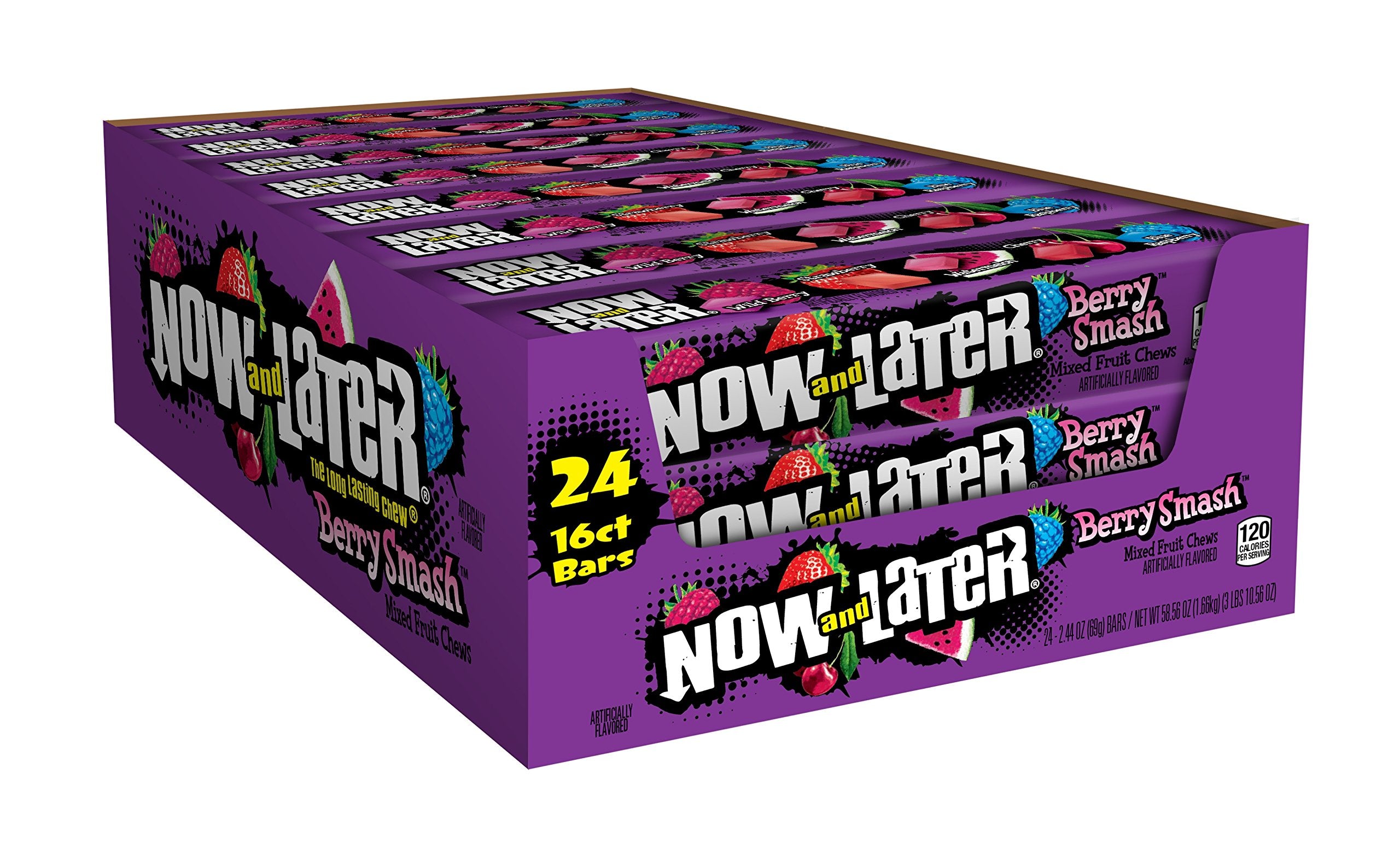 Now & Later Chewy Berry Smash Candy 69g * 24 Pack