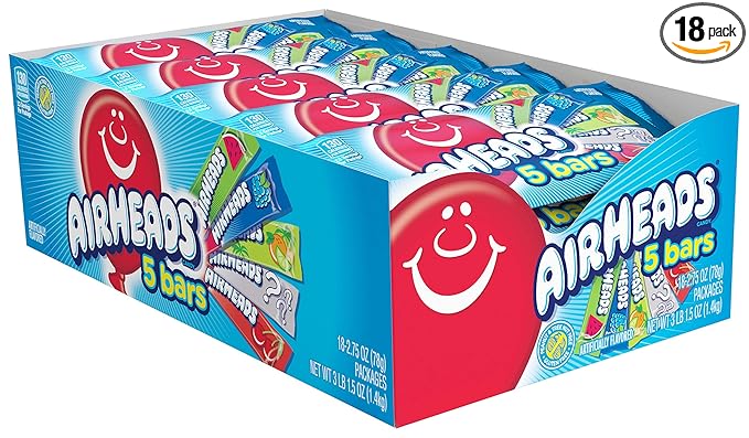 Airhead Sour 5 Bars Assorted Flavours 78g * 18 Pack