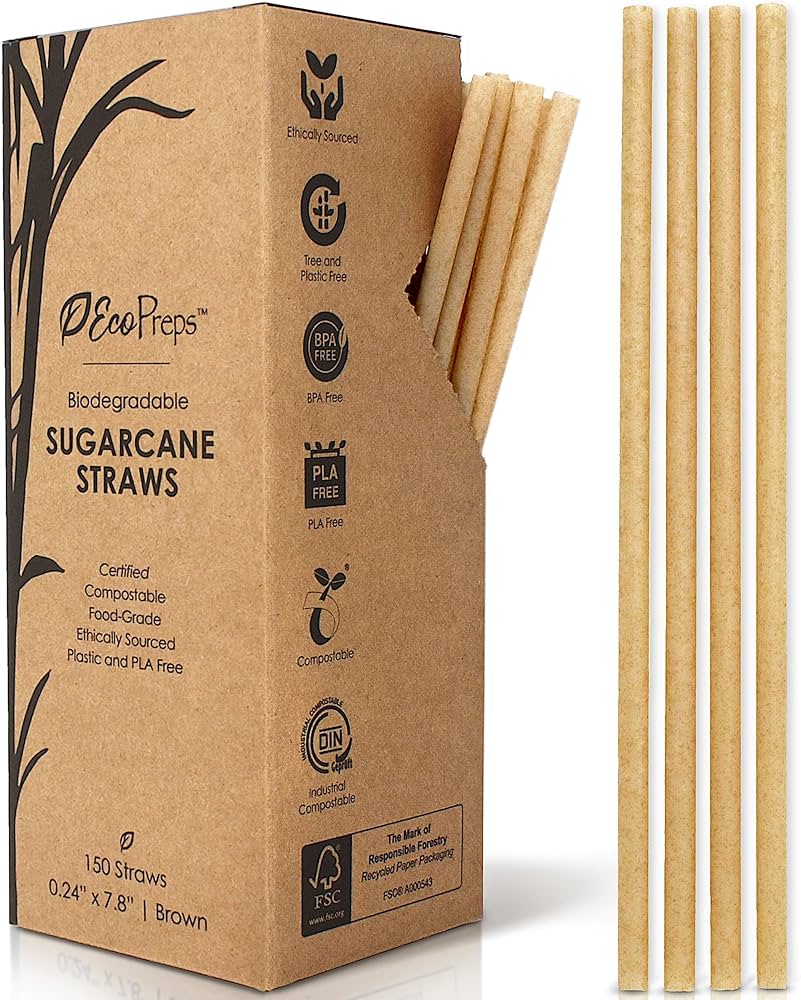 25pk Jumbo Series 100% Biodegradable Sugarcane Straws