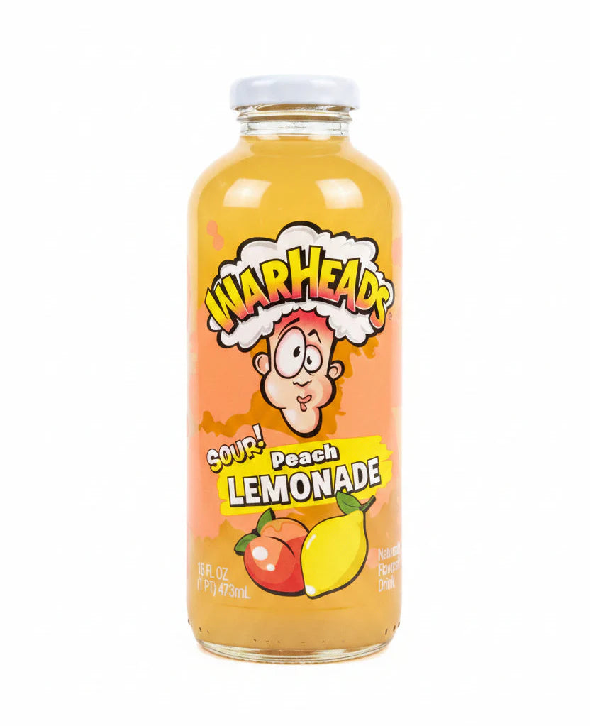 Warheads Peach Sour Lemonade Glass Bottle 473ml * 12 Pack