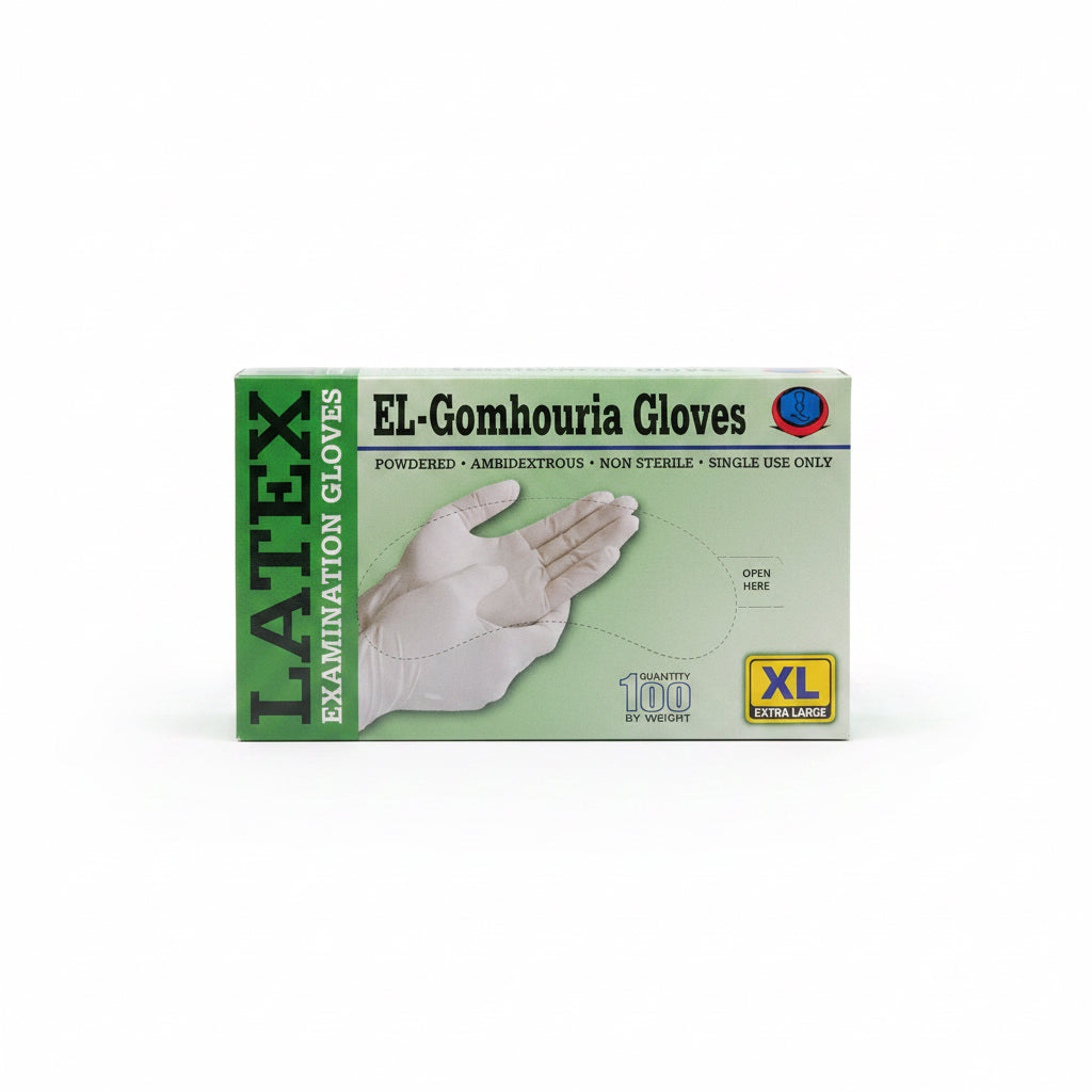 EL Gomhouria Gloves - Latex Examination Gloves XL - 100pcs