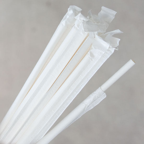 Eco-Straw Wrapped Regular Paper Straw 6mm Plain White 2000pcs