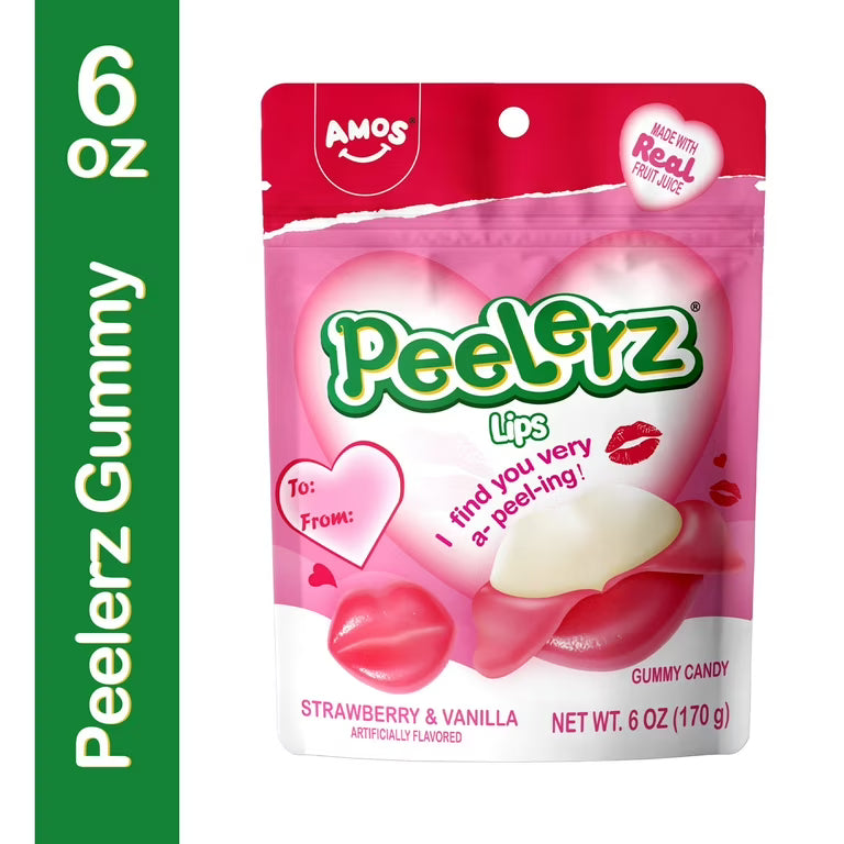 Amos Peelerz Lips Strawberry & Vanilla Valentine 170g * 12 Pack