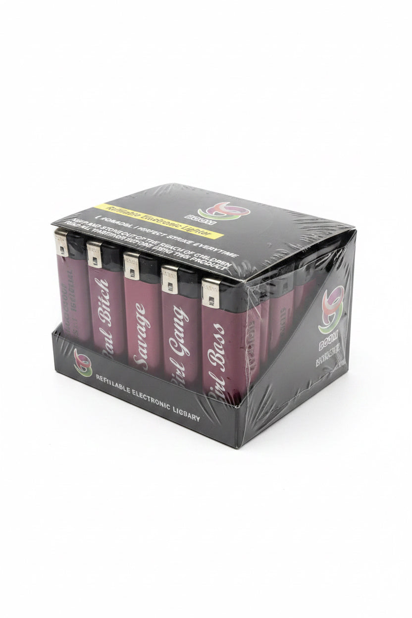 Boom - Refillable Electronic Lighter - Words -  50 Pack