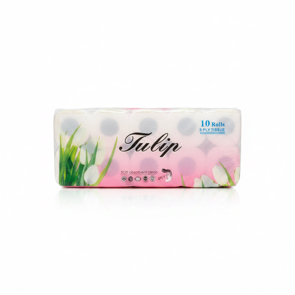 Tulip 3 Ply Toilet Tissue 10 Rolls x 8 Pack