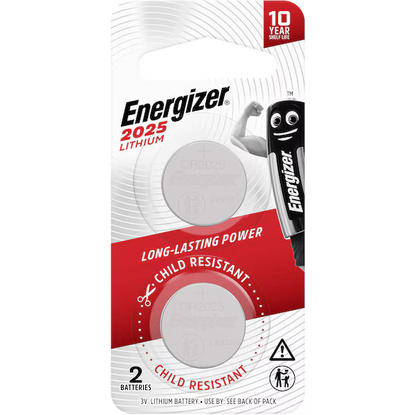 Energizer 3V 2025 Lithium Coin Battery 2 Pack