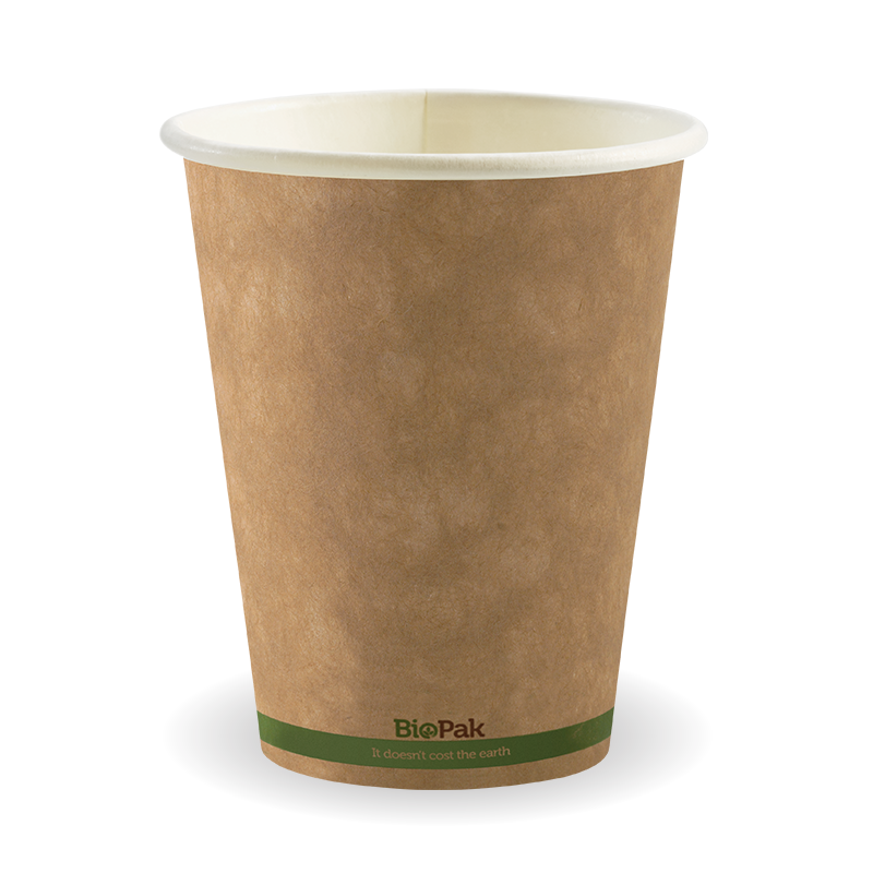 Biopak Kraft Green Stripe Single Wall BioCup 12oz 1000pcs