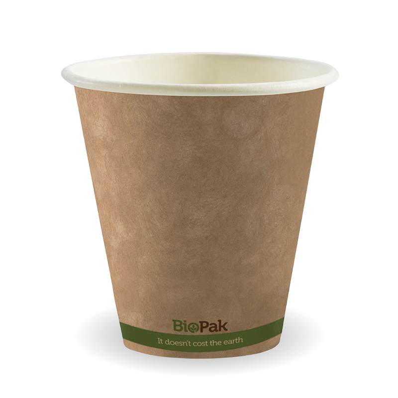 Biopak Kraft Green Stripe Single Wall BioCup 8oz (90mm) 1000pcs
