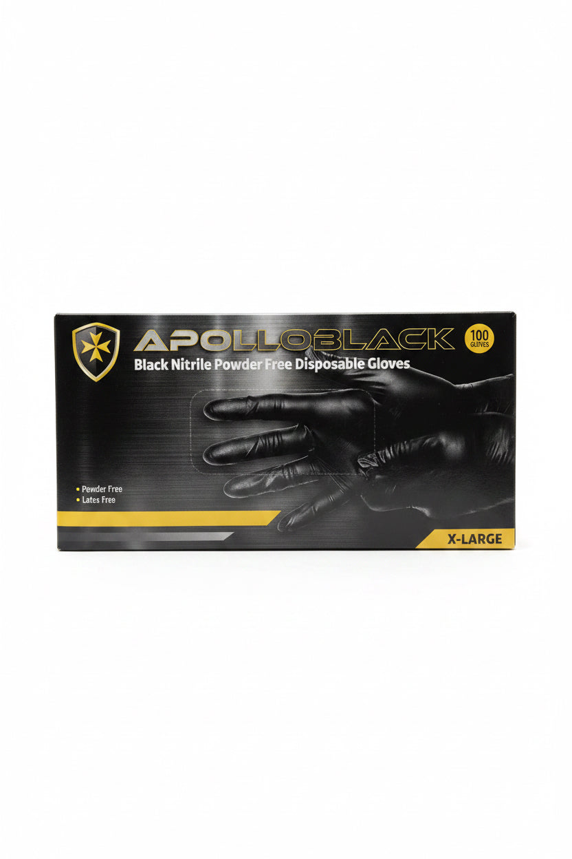 Apollo Black - Black Nitrile Powder Free Gloves 100pcs XL