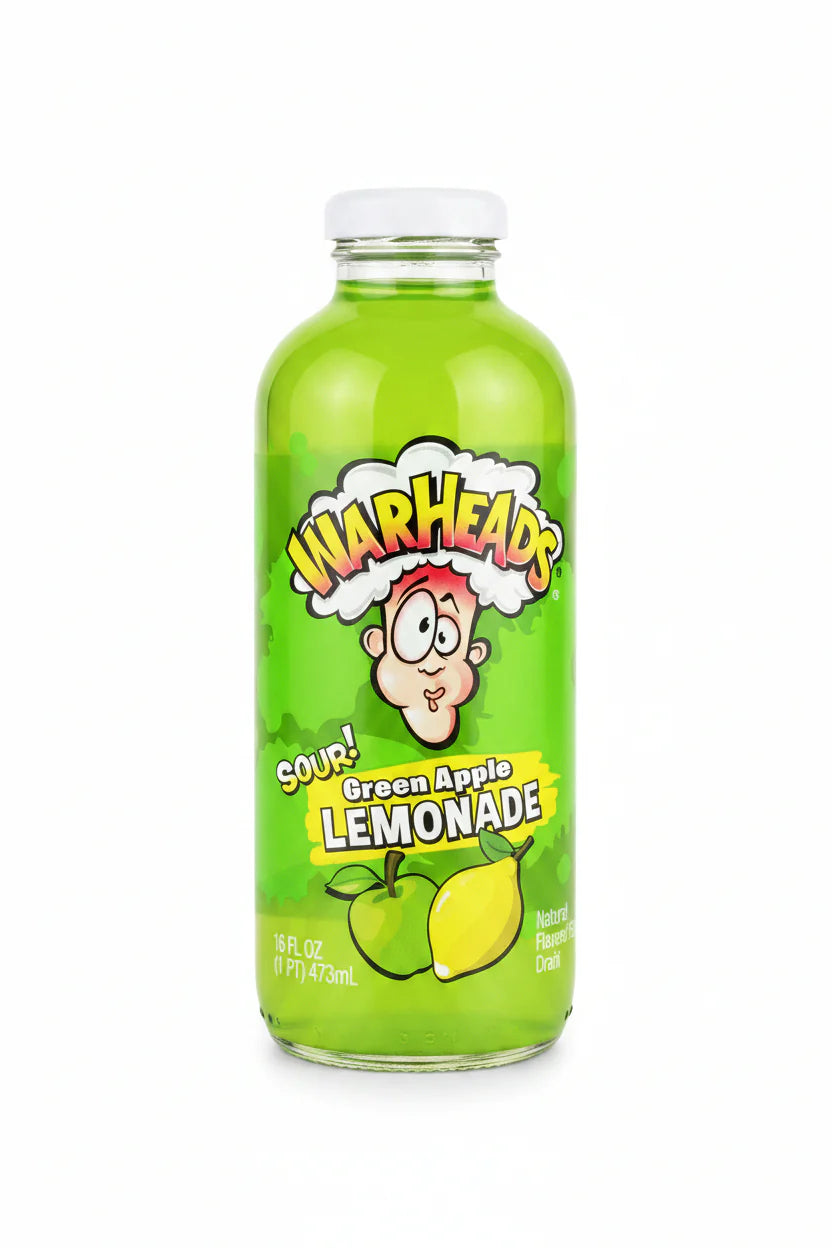 Warheads Green Apple Sour Lemonade Glass Bottle 473ml * 12 Pack
