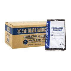 Contractor - Garbage Bags - HDPE Black Bin Liners 55L 50pcs