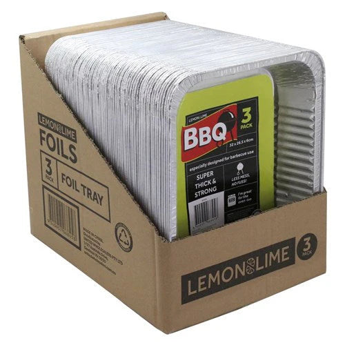 Lemon & Lime - Bbq Tray 32X26.5X6Cm 3pk