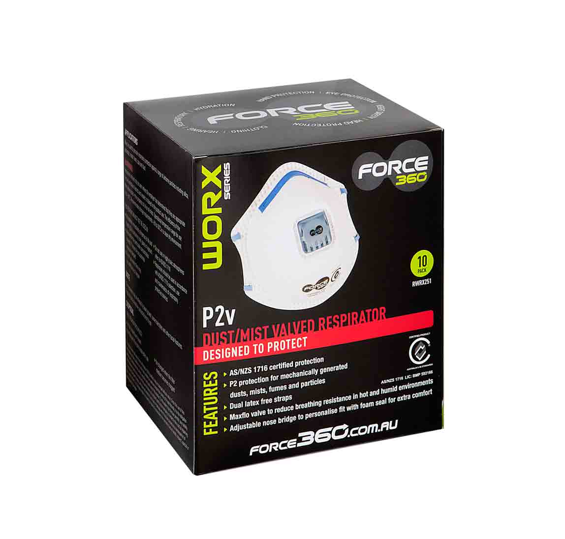 P2v Dust/Mist Face Mask Valved Respirator 10pcs Past Exp