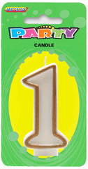 Meteor Party - Numeral Candle 1 Gold