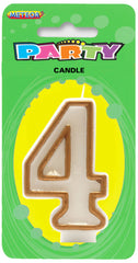 Meteor Party - Numeral Candle 4 Gold