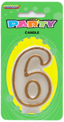 Meteor Party - Numeral Candle 6 Gold
