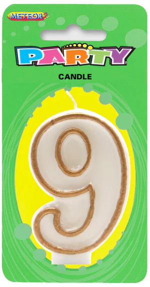 Meteor Party - Numeral Candle 9 Gold