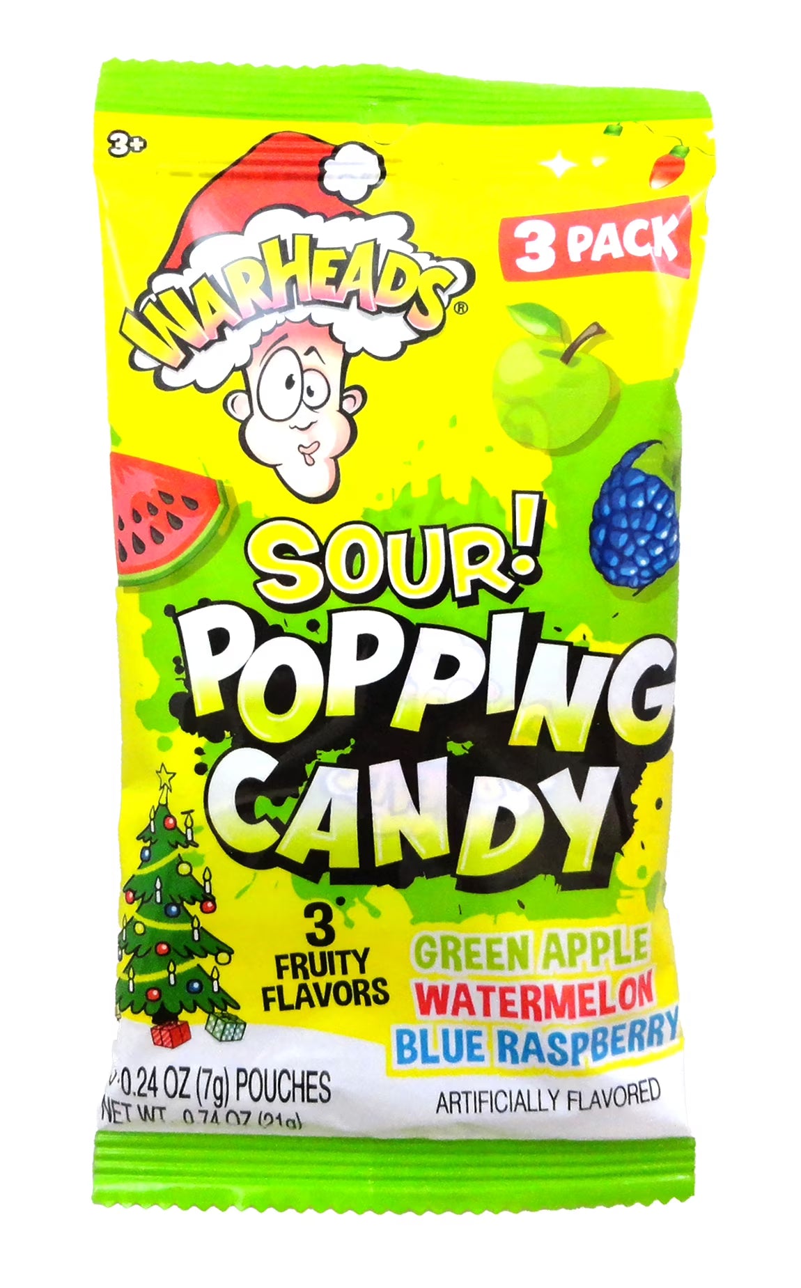 Warheads Christmas Sour Popping Candy 3PK 7g * 12 Pack