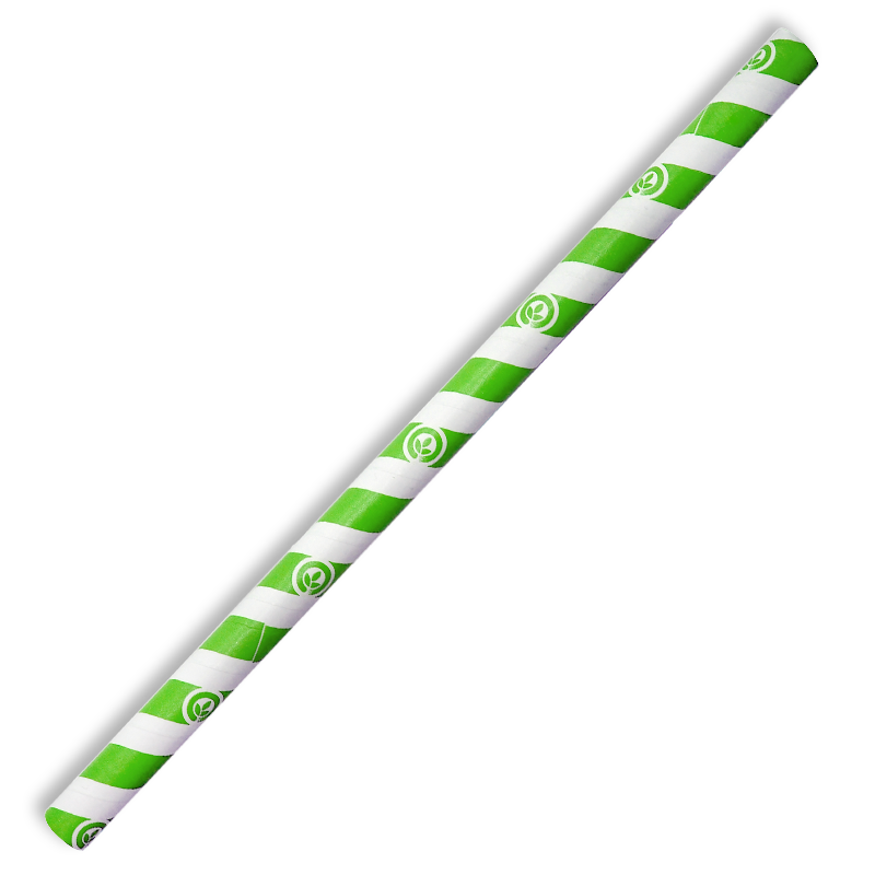 Biopak 10mm Jumbo Green Stripe BioStraw 2500pcs