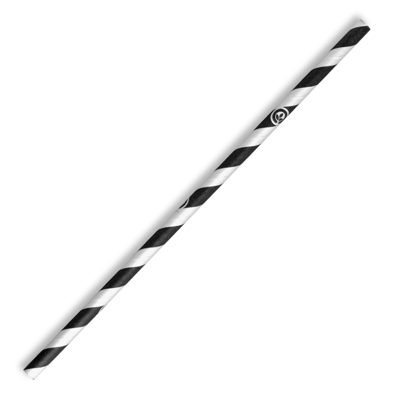 Biopak 6mm Regular Black Stripe BioStraw 2500pcs