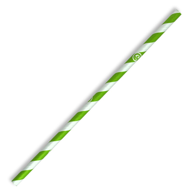 Biopak 6mm Regular Green Stripe BioStraw 2500pcs