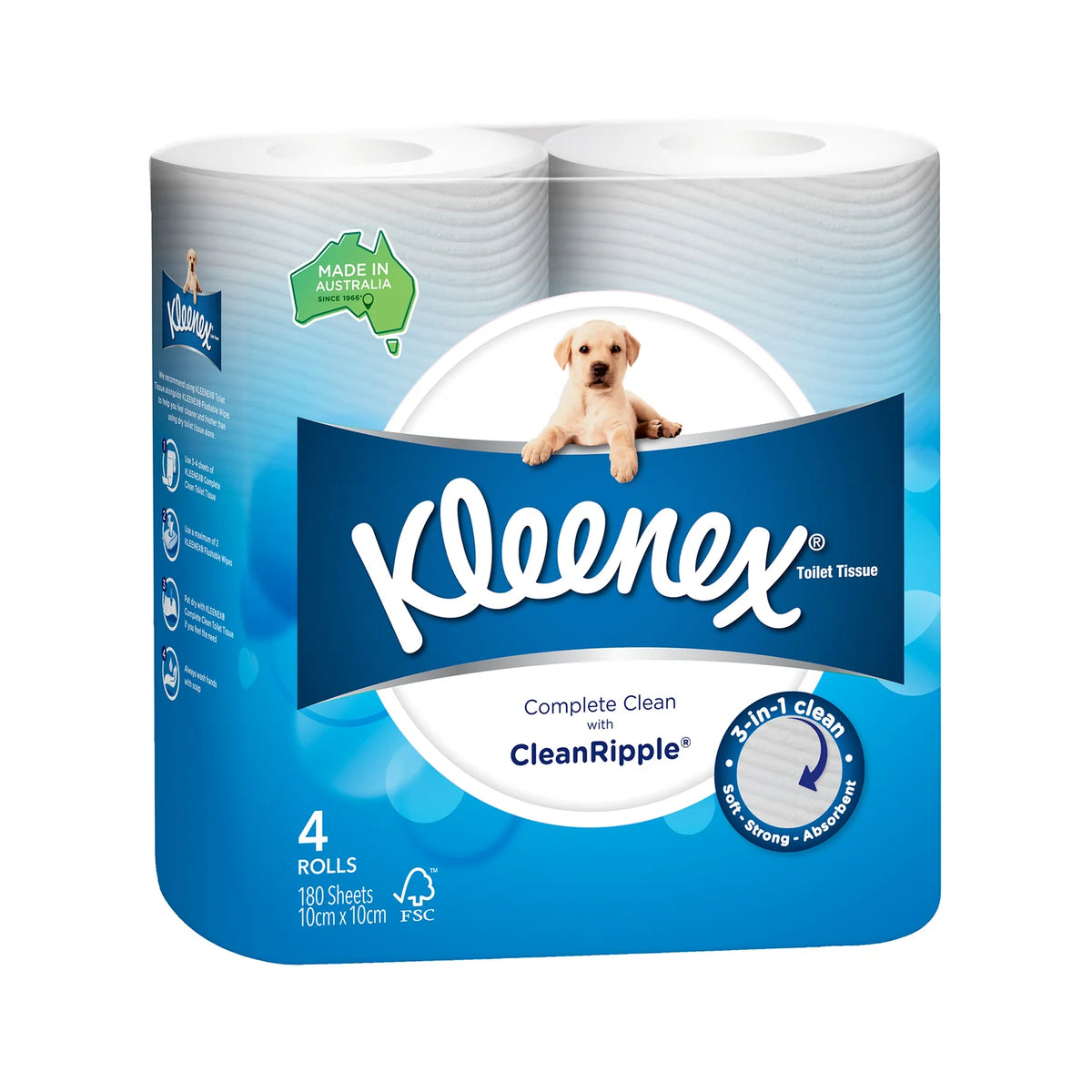 Kleenex Complete Clean Toilet Tissue 4 Rolls * 15 Pack