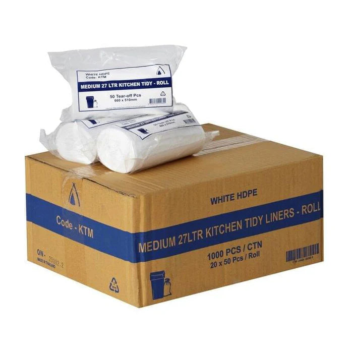 Kitchen Tidy 27L Hdpe White Bin Bag 1000pcs