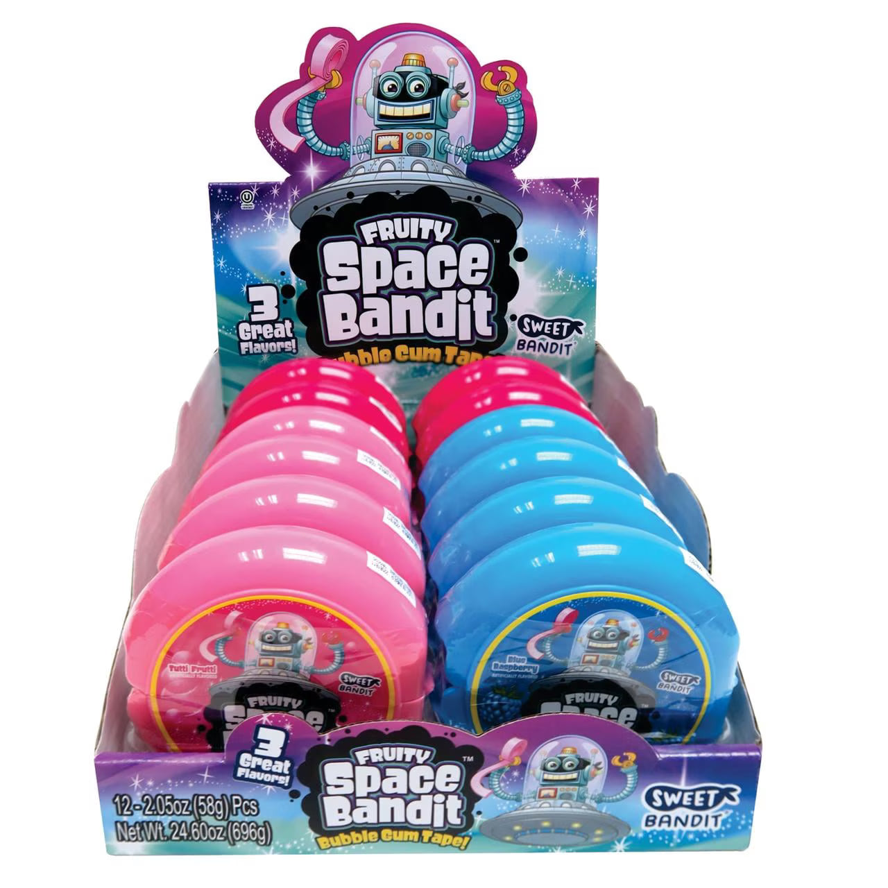 Kidsmania Fruity Space Bandit Bubble Gum Tape 58g * 12 Pack